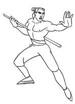 coloriage shang le fiance de mulan lutte